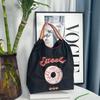 Bolsa de Compras de Nailon Bordada con Donas y Cadena de Bolas Estilo Japonés Simple para Desplazamientos Diarios, Combinable con Todo, Gran Capacidad, Bolso de Hombro Moderno