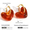 Pendientes de Acero Inoxidable Transfronterizos Pendientes de Corazón de Amor para el Día de San Valentín Forma de Fruta de Cereza Moda Retro Pendientes Chapados en Oro de 18 Quilates