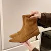 Botines Cortos de Punta para Mujer con Cremallera Trasera Botines al Tobillo Nuevo Estilo Otoño/Invierno 2026 Botines Cortos de Tacón Fino Botas Elegantes de Tacón Alto Adelgazantes