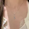 Collar de plata de ley S925 de moda con forma de gota de agua azul marino, cadena para la clavícula de lágrimas azules elegante y única, gargantilla versátil y casual