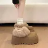 Zapatos de moda de suela gruesa invierno piel zuecos Birkenstock que aumentan la altura nuevos zapatos de algodón engrosados para personas bajas botas de nieve forradas de polar mujer