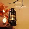 Lanterna de pônei vintage lâmpada de vela eletrônica luz noturna LED lanterna de querosene de Natal externa lanterna de vento portátil lanterna pequena