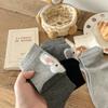 Nuevos Calcetines de Felpa con Dibujos de Conejos Lindos de Otoño e Invierno para Mujer, Uso Bidireccional, Calcetines Holgados Grises, Doble Puño, Calcetines Acanalados Sin Costuras