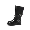 Botas de Couro de Cano Alto para Meninas 2026 Chegada de Inverno Botas de Equitação Confortáveis Acolchoadas de Algodão Botas Martin Antiderrapantes para Meninas