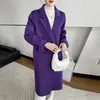 Novo casaco de lã dupla face espesso estilo coreano slim fit solto de abotoamento duplo para mulheres, casaco longo de lã
