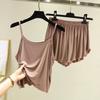 Camisola de verano caliente para mujer, verano, delgada, holgada, talla grande, conjunto de pijama, encaje, shorts interiores, chaleco, conjunto de dos piezas