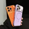 Capa Magnética para Celular Círculo Fino Padrão Lichia Adequada para Apple 17Promax Tendência 11 Cobertura Completa da Lente 12/16/15