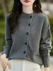Diseño Estilo Old Money Cárdigan de Punto para Mujer 2026 Nuevo Estilo Francés Solapa Diagonal Suelto Grueso Suéter Abrigo Cálido