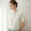Nuevo suéter de cachemira pura para otoño e invierno para mujer, tejido de punto con cuello POLO, jersey de corte holgado para usar como capa base