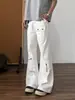 Jeans Micro Flare Resistente Estilo Retro Americano com Múltiplos Bolsos para Homens e Mulheres High Street Novo Estilo Versátil Casual Modelador Calças de Casal