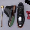 Botas de Cuero Formales de Punta para Hombre Talla Grande Estilo Británico Cremallera Brillante Zapatos de Cuero de Caña Alta Botines Zapatos de Cuero de Caña Alta de Vacuno para Hombre
