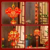 Bolsa de la Suerte Wang Zheng con 2 Farolillos de Cuerda para Decoración de Año Nuevo y Festival de Primavera, Grandes Adornos Colgantes de Farolillo de Terciopelo Rojo, Estilo Chino Festivo