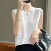 Primavera e verão 24 novas roupas de primeira linha worsted camisola de lã mulheres oco fino mangas sem mangas top pescoço redondo