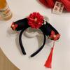 Diadema de Año Nuevo para bebé niña estilo antiguo diadema con bandera para la cabeza horquilla para traje Tang infantil Accesorios para el cabello estilo chino para niña Diadema a cuadros