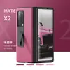 Adequado para Huawei MateX2 Tela Dobrável Suporte de Cinto Real Capa de Celular Camada Superior Cinto de Couro Capa Frontal Película HD Capa de Couro