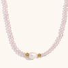 Moda Retro Transfronteriza Europea y Americana Púrpura Acero Inoxidable Chapado en Oro de 18K Collar Individual de Perlas de Agua Dulce con Cuentas de Cristal