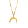 Fabricante Direto Ouro 18K Não Desbota Moda Simples Colar Aço Inoxidável Pingente de Meia-Lua Corrente para Clavícula Joia Presente