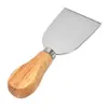 Cuchillo y tenedor para queso de acero inoxidable de cuatro piezas con mango de madera, pala para hornear pizza y pastel, cuchillo para queso y crema, al por mayor en stock