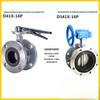 Válvula borboleta manual de flange de vedação macia de aço inoxidável 304, vedação de junta de PTFE, flange de turbina, válvula borboleta D41XD341X/F