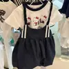 Conjunto de Verano para Niñas 2026 Nuevo y Moderno Estampado de Dibujos Animados para Niños Camiseta de Manga Corta y Vestido con Tirantes Conjunto de Dos Piezas