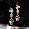 Novos brincos de gota de água temperamento da moda brincos de joias femininas de ponta transfronteiriças brincos longos de zircônia ultra-flash atacado