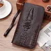 Nueva Moda Bolso de Mano Largo para Hombre de Gran Capacidad Patrón de Cocodrilo Múltiples Tarjetas Cremallera Única Bolso de Mano Cartera Bolso de Mano