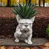 Vaso de Buldogue Francês Mal-Humorado Artesanato de Resina de Buldogue Ornamento de Jardim