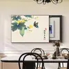 Pintura Decorativa para Caja Eléctrica Estilo Dinastía Song, Pintura para Cubierta de Caja de Luz de Comedor, Mariposa y Floral Estilo Chino Nuevo Retro Arte de Pared