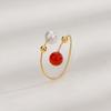 Sentido de Diseño Retro Ágata Roja del Sur Doble Capa Enrollado Femenino Elegante Elegante Simple Estilo Universitario Anillo de Perla Anillo