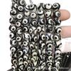 Ventas Directas de Fábrica Ágata de Tres Ojos Cuentas Dzi Cuentas Redondas Cuentas Sueltas Dos Negras Tres Ojos Cuentas Dzi del Tíbet Accesorios para Joyería DIY Venta al por Mayor