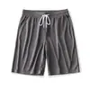 Shorts de Verão Soltos, Confortáveis, Respiráveis, Sensação Fresca, Elásticos, Finos, Masculinos, Simples, Esportivos, Seda de Gelo, Cor Sólida