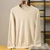 Suéter Bai Cai Rong 100% cachemira pura, nuevo de la colección otoño/invierno de lujo ligero para hombre, suéter de punto de cuello redondo, casual y simple, suéter versátil