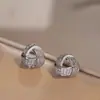 Aretes para Mujer, Aretes de Flor Corazón con Circonita Micro-pavimentada de Cobre, Nueva Moda de Nicho, Diseño Simple, Joyería de Temperamento y Versátil