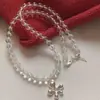 Estilo Coreano Ins Design de Nicho Colar de Contas de Cristal Branco Transparente Prateado Nova Corrente de Clavícula