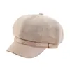 Gorra octogonal de estilo británico vintage para otoño e invierno, moderna y versátil, circunferencia de cabeza grande, ala de cuero, gorra de artista con forma de nube, gorra de repartidor para mujer