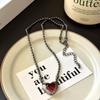 Collar con gemas rojas estilo punk oscuro para mujer, estilo gótico, cadena de clavícula, personalizado, dulce y moderno, estilo Spice Girl.