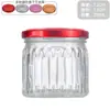 Botella dispensadora de nido de pájaro con patrón vertical personalizado 100 ml Boca grande Botella de vidrio para guisos frescos Botella sellada para miel Resistente a altas temperaturas y se puede cocinar al vapor