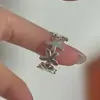 Plata de Ley S925 Estilo Coreano Diseño de Nicho Sentido de Diseño Retro Flor Pequeña Anillo Sencillo Estilo Coreano Estilo Coreano Moda Anillo para el Dedo