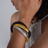 Pulsera de metal grueso de venta caliente transfronteriza, popular hip-hop europea y americana, pulsera de hilo entrelazado de anillo de tres capas, joyería al por mayor