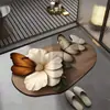 Tapete de Chão para Banheiro, Tapete Absorvente de Água Antiderrapante, Tapete de Pé para Banheiro Resistente ao Desgaste e à Sujeira, Tapete de Chão de Lama Diatomácea com Flor e Borboleta 3D