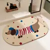 Felpudo de Tierra de Diatomeas con Patrón de Perro Salchicha Rayado Retro Felpudo de Baño Estilo Mascota de Dibujos Animados Felpudo para Eliminar el Polvo de la Puerta Principal Directo del Fabricante