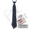Gravata Pequena Ins Feminina Zíper Preguiçoso Xadrez Preto Estilo Japonês Uniforme JK Estudantes Masculinos e Femininos Harajuku Tendência Preppy
