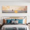 Pintura de parede suspensa minimalista nórdica para quarto, cabeceira, quarto principal, mural de camelo no deserto, arte de luxo leve moderno, pintura de parede suspensa com moldura de alumínio
