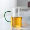 Juego de Vasos de Vidrio de Borosilicato para el Hogar Sala de Estar Vaso de Agua Vaso de Jugo Vaso Pequeño para Té de Burbujas Vaso con Asa de Colores Vaso para Beber