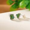 One Deer Silver S925 Sterling Silver Banhado a Ouro Hetian Jade Jasper Retro Novo Estilo Chinês Brincos de Folha de Bambu Estilo Nacional Brincos de Prata