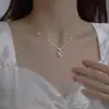 Colar Coração Batendo para Mulheres, Luxo Leve, Nicho, Sensação de Alto Padrão, Pingente de Zircônia Hexagrama, Corrente para Clavícula, Presente para Namorada