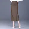 Falda lápiz con abertura asimétrica para mujer, moda otoño 2026, recta profesional de longitud media