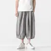 Pantalones Casuales Cortos 2026 Verano Delgados Tallas Grandes Algodón Lino Estilo Chino Sueltos Casual Rectos Pierna Ancha Harem Pantalones de Ocho Puntos