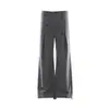 Calça de Sarja de Cintura Alta com Listras Verticais e Barra Larga Estilo Old Money Outono Novo Caimento Amplo Limpo Drapê Calça Casual de Alta Qualidade