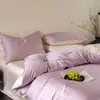 Juego de Sábanas de Cama de Lujo Clase A, Mezcla 65% Lyocell 35% Algodón Tencel Algodón, Cuatro Piezas de Satén para Verano, Amigable con la Piel, para Dormir Desnudo